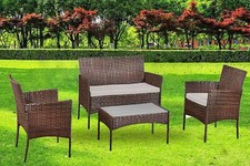 4 Piece Rattan Garden Outdoor